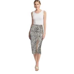 Sachin + Babi Silver Sequins Pearls Talisa Classic Pencil Midi Skirt Size 2 NWT